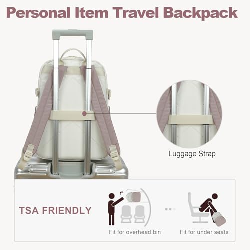 VANKEAN Laptop Backpack for Women (BEIGE-DUSTY PINK, 15.6 Inch) - color: Beige-dusty Pink, size: 15.6 Inch