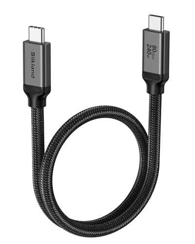 Silkland USB4 for Thunderbolt 5 Cable, 80Gbps Data Sync, 240W Charger 1.6FT | with 120Gbps Bandwidth for Dual 8K, Braided USB C Data Cable Compatible for Thunderbolt 4/5, SSD, MacBook, iPhone17/16 - size: 1.6 Feet
