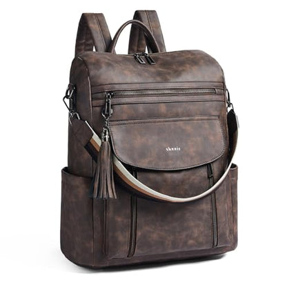 Laptop Backpack for Women 15.6 inch,Travel Leather Backpack Purse Nurse Teacher Carry on Backpack Computer Bag,Professional Water-Resistant College Business Work Casual Daypack,Nubuck Coffee - color: Nubuck Coffee