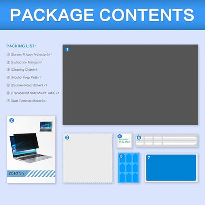 ZOEGAA 15.6 Inch Laptop Privacy Screen,Compatible with Lenovo ThinkPad HP Dell Xps Samsung Asus Acer brands,Removable 16:9 Widescreen Display laptop privacy screen 15.6 inch and Anti-Glare Protector - size: 15.6 in (16:9) privacy screen