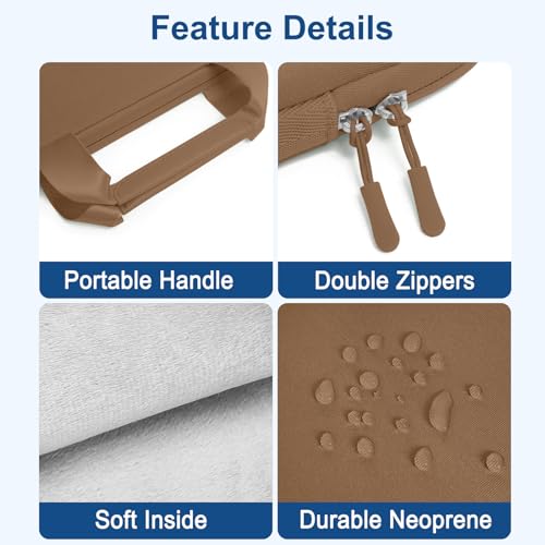 MOSISO Laptop Case 16 inch, 15-15.6 inch Laptop Sleeve Carry Computer Bag | Compatible with MacBook Pro 16, HP Acer Dell Lenovo ASUS, Neoprene Bag with Handle&Detachable Small Case, Mocha - color: Mocha, size: 16 inch