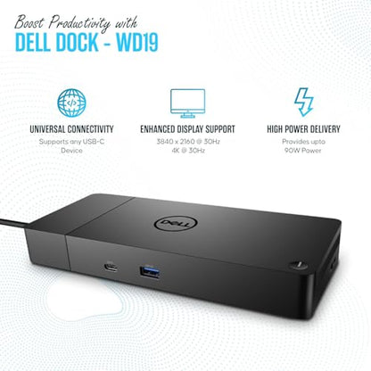 Dell Docking Station WD19S 180W Dual Monitor with 130W Power Delivery USB-C + HDMI + Dual DP Port - Ultimate Computer & Laptop,Workstation & Computer Docking Station (Renewed)