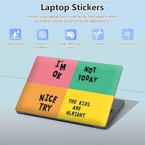 Universal Laptop Skin Sticker with 2 Wrist Pad Skins, Waterproof Scratch Resistant Vinyl Laptop Cover Decal, Cut to Fit for 11–15.6 Inch MacBook HP Dell Lenovo, Quote Words - color: Quote Words