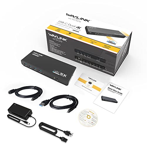 WAVLINK Universal Displaylink Docking Station Dual Monitor | 65W PD Charging for Laptop Windows/ Mac, MacBook Neo/ Air/ Pro,Dual HDMI/ DisplayPort,Gigabit Ethernet, 6 USB 3.0, Audio/Mic