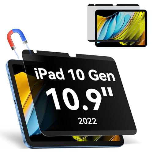 Magnetic Privacy Screen Protector Compatible with iPad 10th Gen 2022 10.9" & iPad 11th Gen A16 2025 11", Removable Anti Blue Light Glare Spy Filter, High Sensitive Bubble-Free Black Security Private Shield - size: [1 PACK] iPad 10.9" Privacy Screen