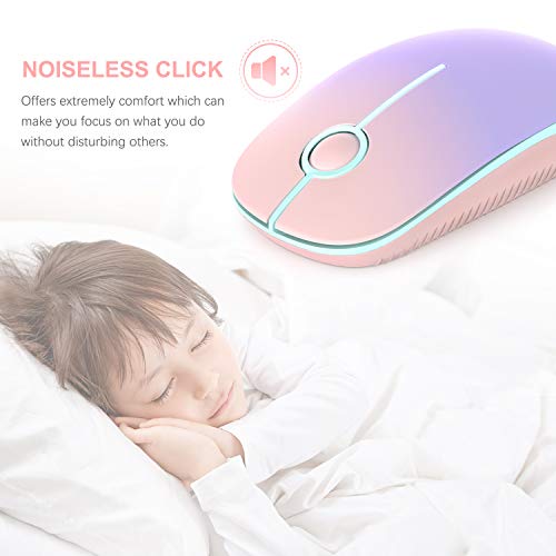 Unipows Wireless Mouse-2.4G Slim Portable Computer Mouse with Nano Receiver | Less Noise Mobile Optical Mice for Notebook, PC, Laptop, Desktop, Gradient Pink to Purple - color: Gradient Pink to Purple