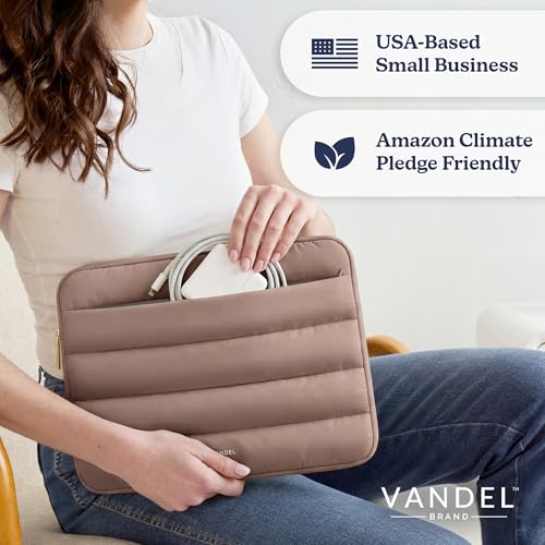 Vandel Puffy Laptop Sleeve Case for 13-14 inch Laptop Sleeve Bag Case | Zipper Pocket, Compatible with MacBook Air 13, Pro 14/13 iPad Pro 12.9, HP Dell ASUS, Computer Bag Cover - color: Latte