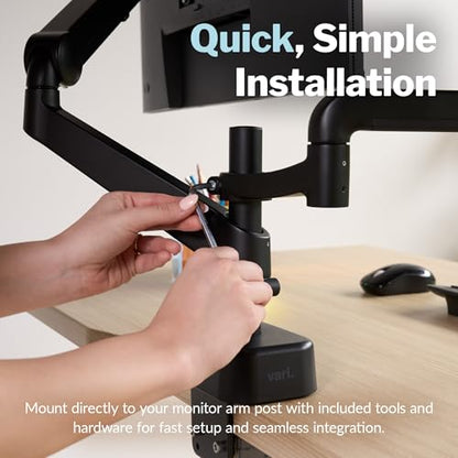 Vari Laptop Holder for Monitor Arm – Adjustable Laptop Tray for Laptops up to 15.5” – Modular Add-On with 360° Rotation & Cable Management – Black - size: Laptop Holder