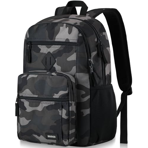 BIKROD Backpack for Men and Women, Lightweight Casual School Backpack for Teens Boys and Girls, Daily-use Travel Laptop Backpack with 15.6 Inch Notebook, High School Bookbag - color: Camouflage, size: 15.6 Inches | 18 inches (height) x 12 inches (width) x