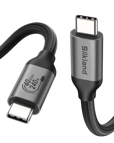 Silkland USB 4 Cable for Thunderbolt 4 Cable 3.3FT, 40Gbps Data Sync, 8K/5K USB C Monitor [USB-IF Certified] Netbraid-48 240W USB C Thunderbolt, Compatible for SSD, MacBook, iPhone 17/16, Docking - size: 3.3FT
