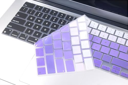 Keyboard Skin Compatible for 2026-2022 MacBook Air 13.6 & 15 inch M5 M4 M3 M2 A3449 A3448 A3240 A3114, 2026-2021 MacBook Pro 14 & 16 M5 M4 M3 M2 M1 A3426 A3427 A3428 A3429 A3434 A3112 (Ombre Purple) - color: Ombre Purple