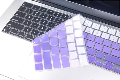 Keyboard Skin Compatible for 2026-2022 MacBook Air 13.6 & 15 inch M5 M4 M3 M2 A3449 A3448 A3240 A3114, 2026-2021 MacBook Pro 14 & 16 M5 M4 M3 M2 M1 A3426 A3427 A3428 A3429 A3434 A3112 (Ombre Purple) - color: Ombre Purple