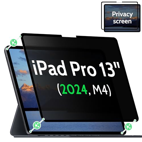Privacy Screen Protector Compatible with iPad Pro 13 2024 7th Gen (A2925, A2926) Anti-Glare Blue Light Film Anti-Spy Filter, Bubble-Free Shield Easy Install Guard Removable Cover - size: iPad Pro 13 Inch