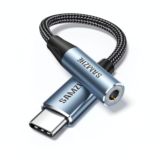 SAMZHE USB C to 3.5mm Audio Adapter Type C to Headphone Aux Jack Dongle 24bit/96kHz HiFi DAC Cable Cord Compatible with iPhone 17 16 Pro Max/16 Plus, iPad, Galaxy S25 S24 Ultra, Pixel 10 Grey - size: 1 Pack