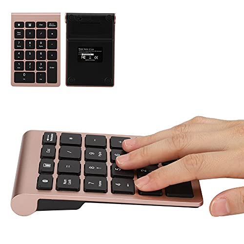 Sanpyl 22 Keys Numeric Keypad, Bluetooth Mini Keyboard, Financial Accounting Number Pad, for Laptop Desktop, PC(Rose Gold) - color: Rose gold