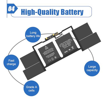 A1820 A1707 Laptop Battery for MacBook Pro 15" A1707 (Late 2016, Mid 2017) | 11.4V 76Wh 6667mAh, Replacement for MacBook Pro 15 inch A1707 (Late 2016, Mid 2017) EMC 3162 3072 series, MPTR2LL/A MPTT2LL/A - size: 12.42*3.62*0.25 inch A1820