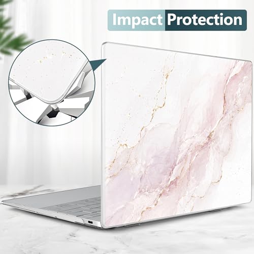 Batianda Blush Pink Marble Case for Dell XPS 13 Laptop 2024 2025 | Fits Model Number 9340/9345/9350 13.4" Display, Slim Hard Shell, Lightweight Scratch-Resistant with Professional Protection - color: Blush Pink Marble