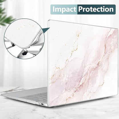Batianda Blush Pink Marble Case for Dell XPS 13 Laptop 2024 2025 | Fits Model Number 9340/9345/9350 13.4" Display, Slim Hard Shell, Lightweight Scratch-Resistant with Professional Protection - color: Blush Pink Marble
