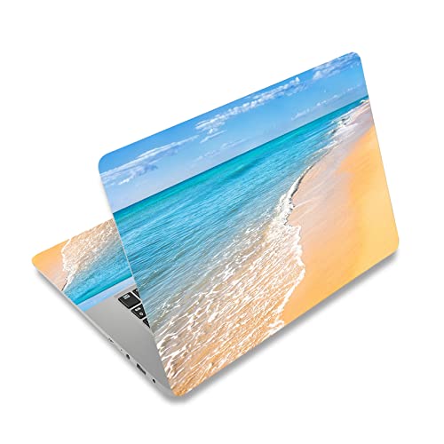 Laptop Skin Sticker Decal,13.3 14 15 15.4 15.6 inch Laptop Universal Vinyl Skin Sticker Cover,Dustproof Waterproof Reusable Art Decal Protector with Free 2 Wrist Pads (Beach and Sea) - color: Beach and Sea