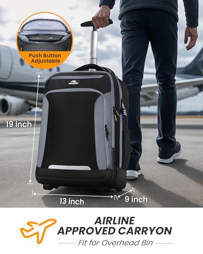 MATEIN Rolling Backpack with Wheels, 17" Roller Carry On Luggage for Travel | 2 in 1 Convertible, Fits 17 Inch Laptop, Flight Approved, Anti Theft, Water Resistant, Wheeled Bookbag for College School