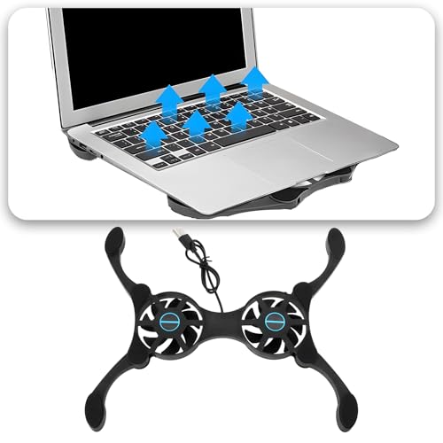 OTOTEC 2Pcs Laptop Cooling Mat Mini USB Fan Dual USB Cooling Fan Pad Portable Laptop Cooler for 7-15 Inch Laptop 19x8.7cm/32.5x13cm Line Length 37cm