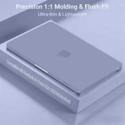 MOSISO Compatible with MacBook Air 15 inch Case M5 2026 M4 M3 M2 2025-2023 | A3448 A3241 A3114 A2941, Scratch-Resistant Protective Hard Shell Case&Keyboard Cover&ScreenFilm&Pouch, Lavender Gray - color: Lavender Gray