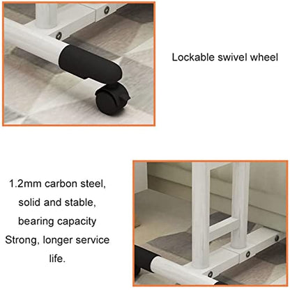 Tilting Overbed Table with Wheels, Height Adjustment Rolling Laptop Table Overbed Desk Hospital Tray Table Side Table for Hospital Home Use Sofa Bed, White(