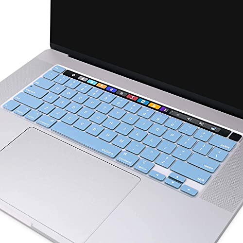 MOSISO Keyboard Cover Compatible with MacBook Pro 13 inch M2 2023, 2022, 2021 2020 M1 A2338 A2289 A2251&Compatible with MacBook Pro 16 2020 2019 A2141 Touch ID,Protective Silicone Skin, Airy Blue - color: Airy Blue