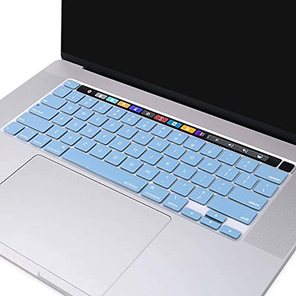 MOSISO Keyboard Cover Compatible with MacBook Pro 13 inch M2 2023, 2022, 2021 2020 M1 A2338 A2289 A2251&Compatible with MacBook Pro 16 2020 2019 A2141 Touch ID,Protective Silicone Skin, Airy Blue - color: Airy Blue