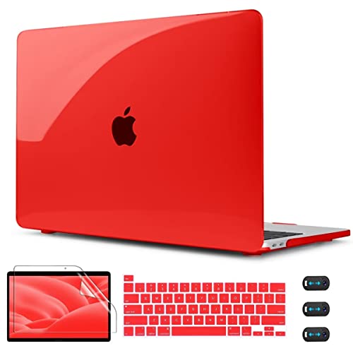 CISSOOK Clear Red Case for MacBook Pro 13 Inch 2025-2020 Release M2 A2338 M1 A2251 A2289 Model, Hard Shell Case with Keyboard Cover +Screen Protector for MacBook Pro 13" with Touch Bar -Clear Red - color: Clear Red