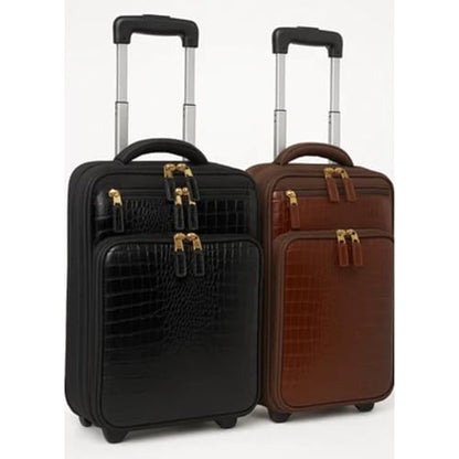 FRANCINE Croco-Style Roller Laptop Tote Bag, Fits Up to 17-Inch Laptop, Wheeled Carry-On Work Travel Bag with Telescoping Handle and Multiple Compartments (Black)