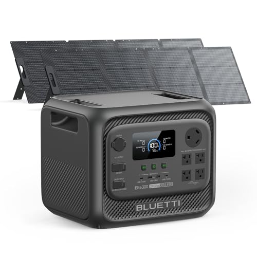 BLUETTI Solar Generator Elite 300 & 2x200W Solar Panel 3014.4Wh LFP Battery | w/ 2400W AC Outlets (4800W Surge), Smallest 3kWh, Portable Power Station for RV, Home Backup, w/ TT-30 RV Port & 12V/30A DC - style: BLUETTI Elite 300+2*200W Solar Panels