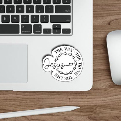 (3Pcs) Jesus The Way The Truth The Life Stickers Christian Inspirational Bible Verse Quote Religious Scripture Prayer Gifts Waterproof Vinyl Decal Kindle Water Bottle Bumper Hat Phone Laptop Size 3" - color: Jesus – the Way the Truth the Life