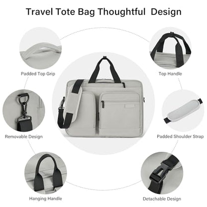Hanke Convertible Laptop Bag, 3 In 1 Briefcase Backpack for 17.3 Inch Laptop, Computer Work Bag for Men Women, Water Resistant Business Messenger Shoulder Bag for Office Commute Travel, Grey
