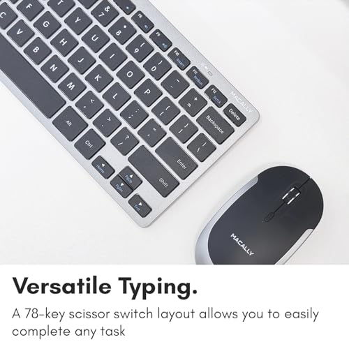 Macally Small Wireless Keyboard | Mini Keyboard for PC - Slim, Quiet & Portable for Laptop, Desktop PC, Surface, Chromebook - Space Gray - color: Space Gray