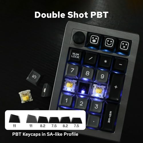 EPOMAKER EK21 VIA Gasket Number Pad, Bluetooth 5.0/2.4ghz/Wired Hot Swappable Numpad, with Poron Foam, Aluminum Alloy Knob, 1000mAh Battery, Programmable (Black, Flamingo Switch)