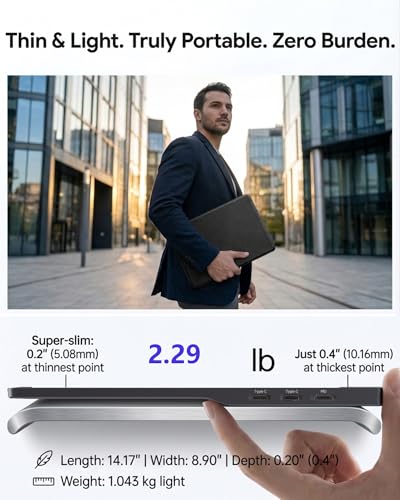 KOOFORWAY 15.6" Touchscreen Portable Monitor FHD 1080P IPS USB-C | Tempered Glass Touch Panel, Plug & Play Travel Monitor for Laptop, Mini HDMI, Dual Speakers, Stand Cover