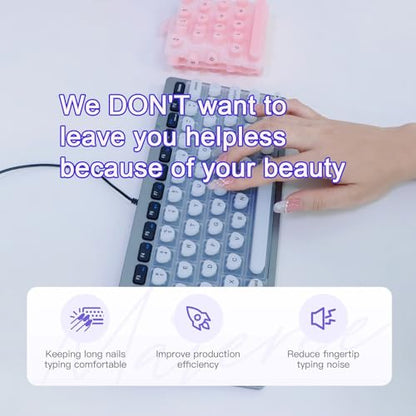Keyboard Cover for Long Nails Compatible with MacBook Pro 13 inch M2 2023, 2022, 2021 2020 M1 A2338 A2289 A2251&Compatible with MacBook Pro 16 2020 2019 A2141 Touch ID, US ANSI (White & Heart) - color: White