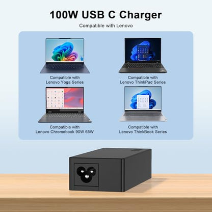 100W USB C Fast Charger Power Adapter Compatible with Lenovo Thinkpad,MacBook Pro/Air, iPad Pro,HP,Dell,Asus All USB-C Device