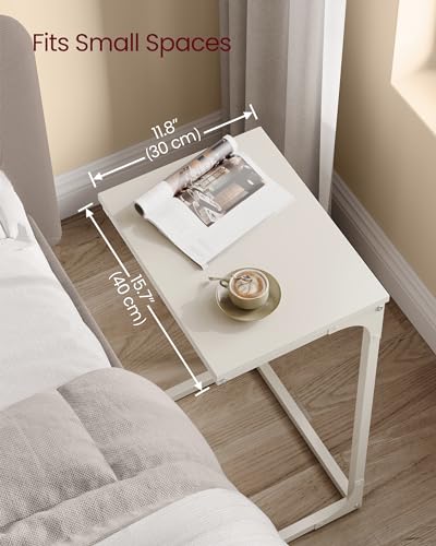 VASAGLE C-Shaped End Table, Side Table for Sofa, Couch Table with Metal Frame, Small TV Tray Table for Living Room, Bedroom, Cream White ULET353W77 - color: Cream White