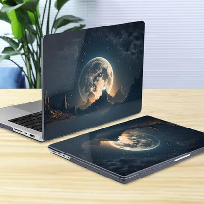 Batianda for MacBook Pro 16 Inch Case 2026-2021 Release M5 M4 M3 M2 M1 Pro/Max, 1.2mm Slim Creative Graphic Hard Shell Cover with Keyboard Cover, Screen Protector 4-in-1 Bundle, Moon in Sky - color: Moon in sky