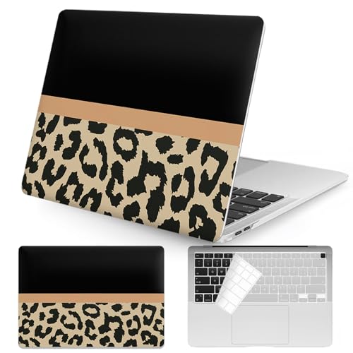 Seorsok Compatible with MacBook Air 13 inch Case 2022 2021 2020 2019 2018 Release Model A1932 A2179 M1 A2337 with Touch ID Cool Cheetah Laptop Plastic Hard Shell&Keyboard Cover-Beige&Black - color: Leopard Print(black&brown）
