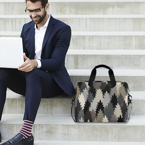 Laptop Zipper Case Portable Crossbody Messenger with Handle and Shoulder Strap 15.6 inch Tablet Briefcase Carrying Bag Abstract Pattern Gray