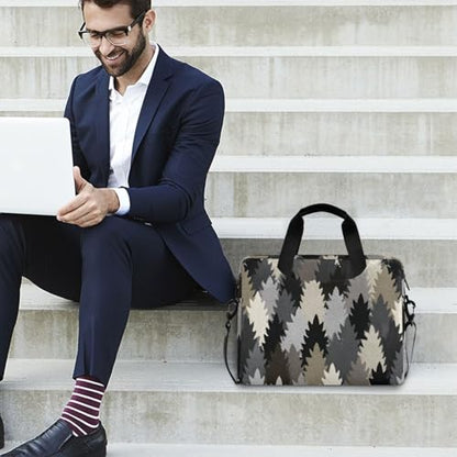 Laptop Zipper Case Portable Crossbody Messenger with Handle and Shoulder Strap 15.6 inch Tablet Briefcase Carrying Bag Abstract Pattern Gray