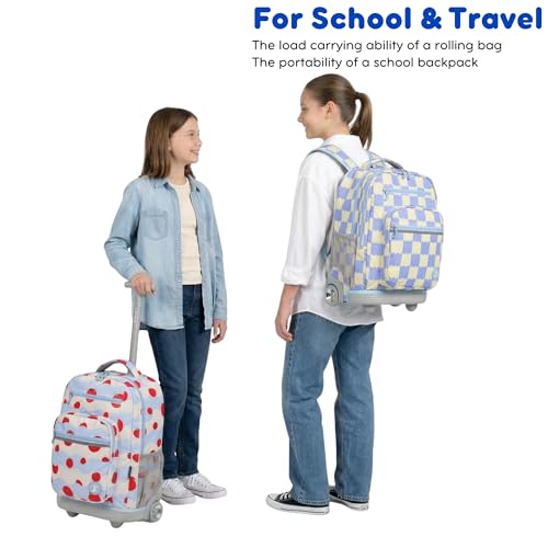 J World Sundance Laptop Rolling Backpack for Girls Boys. Roller Bookbag with Wheels, 20 Inch, Floating Apple - color: Floating Apple
