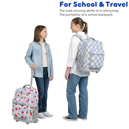 J World Sundance Laptop Rolling Backpack for Girls Boys. Roller Bookbag with Wheels, 20 Inch, Floating Apple - color: Floating Apple