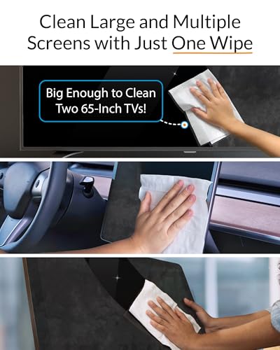 iCloth XL Screen Cleaning Wipes, Lint-Free and Streak-Free, Fast-Drying, Removes Dust, Fingerprints, and Smudges (100 XL Wipes) - size: 1 Count (Pack of 100)