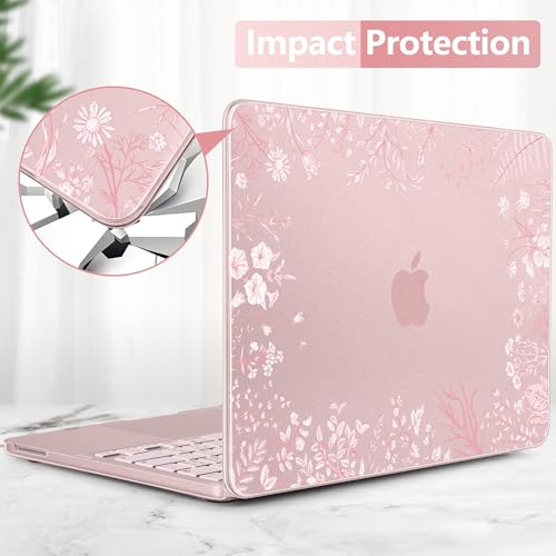 for MacBook Neo 13 inch Case 2026 (Model A3404), Artistic Flower Pattern Ultra Slim Frosted Matte Hard Shell, Anti-Scratch & Fingerprint Resistant Cover - Blush Wild Flowers - color: Blush Wild Flowers