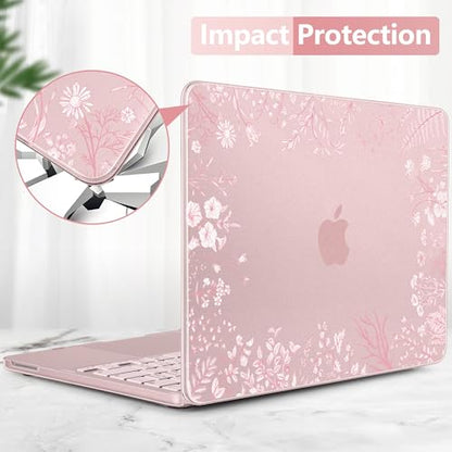 for MacBook Neo 13 inch Case 2026 (Model A3404), Artistic Flower Pattern Ultra Slim Frosted Matte Hard Shell, Anti-Scratch & Fingerprint Resistant Cover - Blush Wild Flowers - color: Blush Wild Flowers
