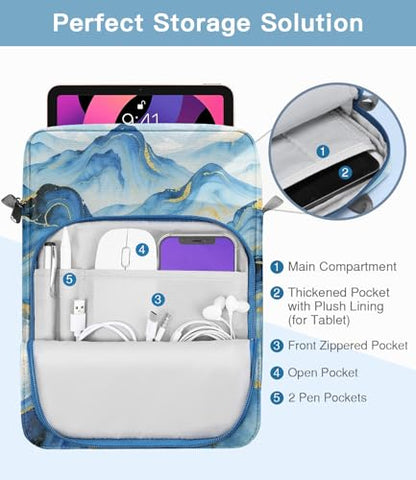MoKo 9-11 Inch Tablet Sleeve Bag Handle Carrying Case with Shoulder Strap | Fits iPad Pro/Air/A16 11-inch, iPad 10th 10.9-inch, iPad 9/8/7th 10.2-inch, iPadAir 5/4th 10.9-inch, Cloudy Blue - color: Cloudy Blue, size: 9-11 inch